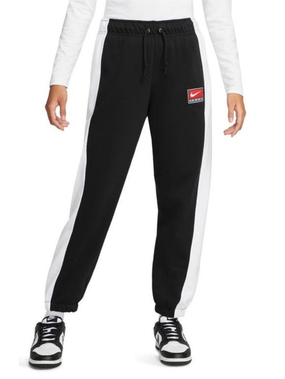 Nike Women's Sportswear Team Fleece Jogger Pants in Black/White/Black Size XS